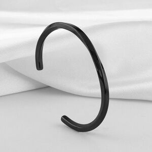 Mens Stainless Steel Titanium Black Cuff Bracelet Wristband